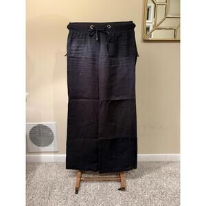 Lilly Pulitzer -Women's The beach Pants Black 100% Linen Wide-Leg pull on XXS